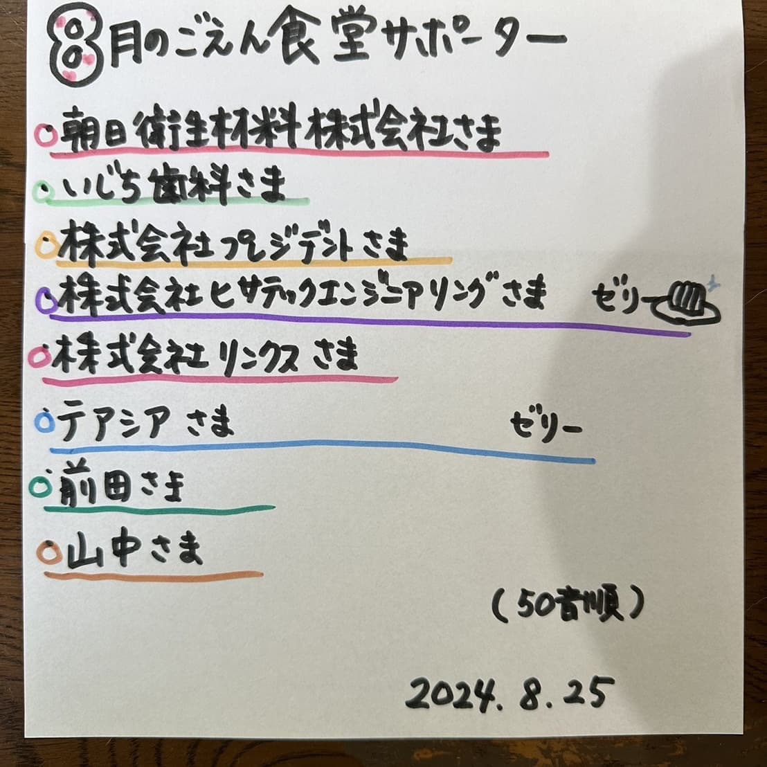 2024年8月堺の子供ごえん食堂