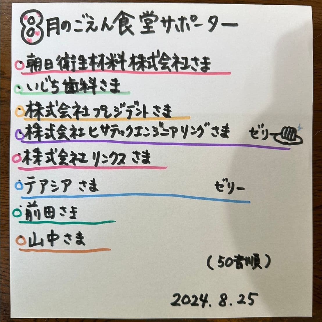 2024年8月堺の子供ごえん食堂