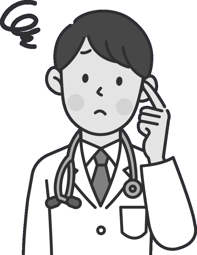 不安そうな医師のイラスト